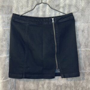 Free People Black Denim Stretch Mini Skirt with working zipper